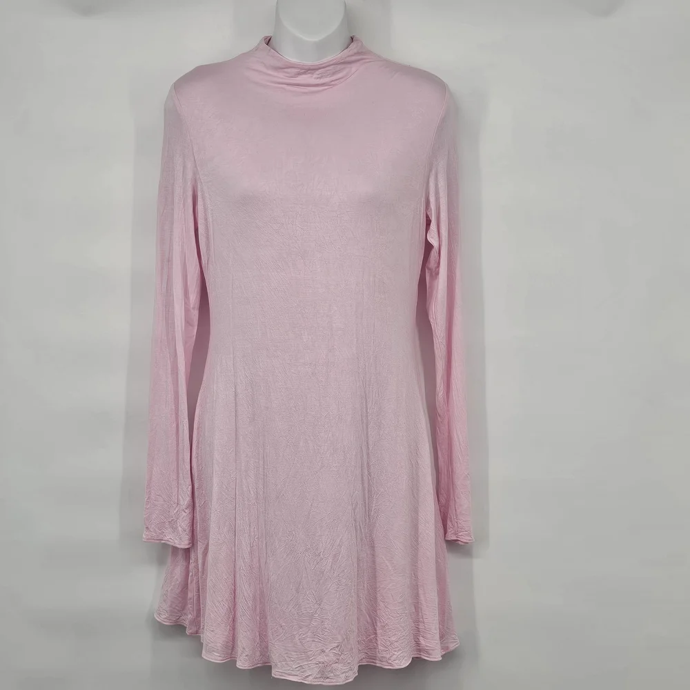 naked wardrobe Baby Pink Long Sleeve Swing Dress
